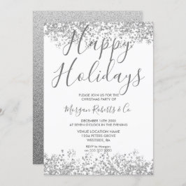 シルバーグリッター ハッピーホリデー または クリスマスパーティー 招待状