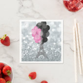 シルバーグリッター&バルーンパリエッフェルタワーパーティー スタンダードカクテルナプキン (インサイチュ)