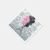 シルバーグリッター&バルーンパリエッフェルタワーパーティー スタンダードカクテルナプキン (角)