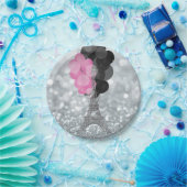 シルバーグリッター&バルーンパリエッフェルタワーパーティー ペーパープレート (パーティー)