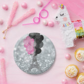 シルバーグリッター&バルーンパリエッフェルタワーパーティー ペーパープレート (パーティー)