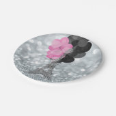 シルバーグリッター&バルーンパリエッフェルタワーパーティー ペーパープレート (アングル)