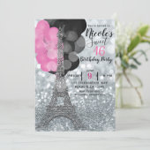 シルバーグリッター&バルーンパリエッフェルタワーパーティー 招待状 (スタンド正面)