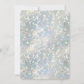 シルバーグリッター パーティー 青 白 ボケ 誕生日 招待状 (裏面)