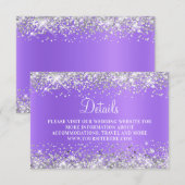 シルバーグリッター パープル ラベンダー ウェディング 詳細 エンクロージャーカード (正面/裏面)