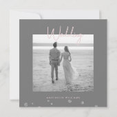 シルバーグリッター&ピンクフォトウェディングの日付を保存 セーブザデート (裏面)