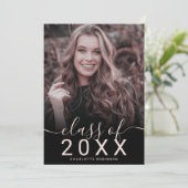 シルバーグリッター ピンク オンブレ 5枚 卒業写真 招待状 (スタンド正面)