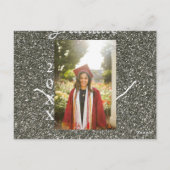 シルバーグリッター フォト 卒業 追加 名前 クラス テキスト ポストカード (裏面)