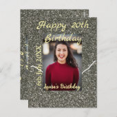 シルバーグリッター フォト 20歳の誕生日 名前 日付を追加 ポストカード (正面/裏面)