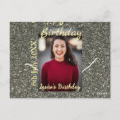 シルバーグリッター フォト 20歳の誕生日 名前 日付を追加 ポストカード (裏面)