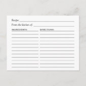 シルバーグリッター フラワー ブライダルシャワー レシピ カード (裏面)