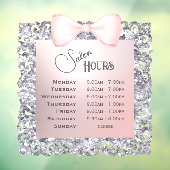 シルバーグリッター フレーム ピンクリボン 営業時間 ウィンドウサイン (シート3)