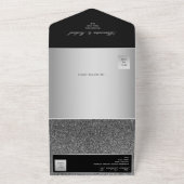 シルバーグリッター ブラック ウェディング オールインワン招待状 (外側)