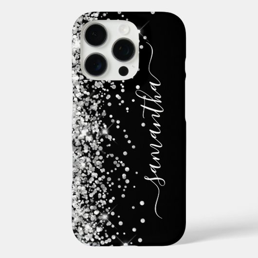 シルバーグリッター ブラック ガーリー サイン Case-Mate iPhoneケース (裏面)