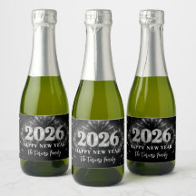 シルバーグリッター ブラック ハッピーニューイヤー 2026