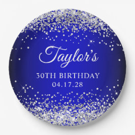 シルバーグリッター ブラック ブルー オンブレ 30歳の誕生日 ペーパープレート