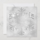 シルバーグリッター&ブルーリボン | クリスマス休日 招待状 (裏面)