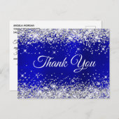 シルバーグリッター ブルー ホイル 21歳の誕生日 お礼 ポストカード (正面/裏面)