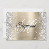 シルバーグリッター ペイルゴールド モノグラム 40歳の誕生日 招待状 (裏面)