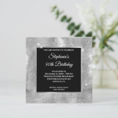 シルバーグリッター ペコック フェザー グラム 誕生日 招待状 (スタンド正面)
