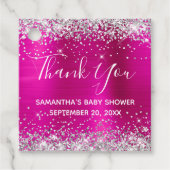 シルバーグリッター ホットピンク フォイル ベビーシャワー サンクス フェイバータグ (正面)