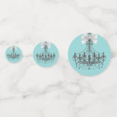 シルバーグリッター&ホワイトボウシャンデリアグラムパーティー コンフェッティ (正面)