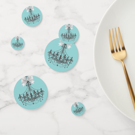 シルバーグリッター＆ホワイトリボンチャンデリア グラマラス パーティー コンフェッティ (グループ)