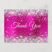 シルバーグリッター マゼンタ 30歳 誕生日 サンクス ポストカード (正面)