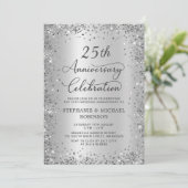 シルバーグリッター メタリック 25周年記念結婚式 招待状 (スタンド正面)