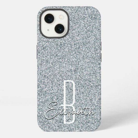 シルバーグリッター モノグラム iPhoneケース (裏面)