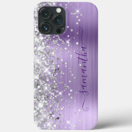 シルバーグリッター ライトパープル箔 ガーリーサイン iPhone 13 PRO MAXケース