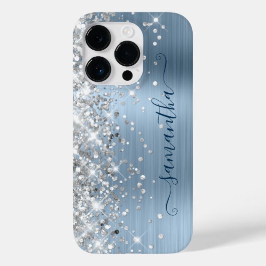 シルバーグリッター ライトブルー ギャルリーシグネチャー Case-Mate iPhoneケース (裏面)