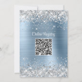 シルバーグリッター ライトブルー ベビーシャワー 招待状 (裏面)
