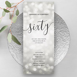 シルバーグリッター ライト 60歳の誕生日プログラム 招待状