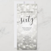 シルバーグリッター ライト 60歳の誕生日プログラム 招待状 (正面)