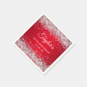 シルバーグリッター レッドオンブレ 40歳の誕生日 スタンダードカクテルナプキン (角)