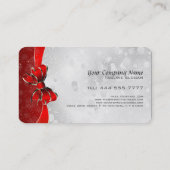 シルバーグリッター&レッドスパークルズとボウモノグラーム 名刺 (裏面)