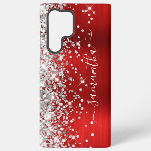 シルバーグリッター+レッドフォイル+ガーリーなサイン SAMSUNG GALAXY S22 ULTRAケース