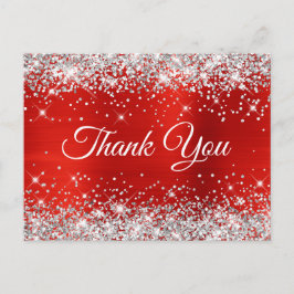 シルバーグリッター レッドホイル 21歳の誕生日お礼 ポストカード