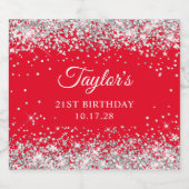 シルバーグリッター レッド 21歳の誕生日 ビールラベル (シングルラベル)