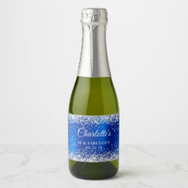 シルバーグリッター ロイヤルブルー ホイル 40歳 & ファビュラス スパークリングワインラベル