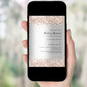 シルバーグリッター ローズゴールドの結婚式の披露宴 招待状