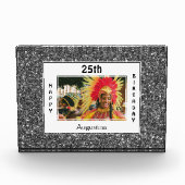 シルバーグリッター |任意の年齢 |ハッピー25誕生日 フォトブロック (正面)