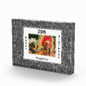 シルバーグリッター |任意の年齢 |ハッピー25誕生日 フォトブロック (右)