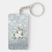 シルバーグリッター《写真》ぼけ味ベビーユニコーンキーチェーン キーホルダー (裏面)