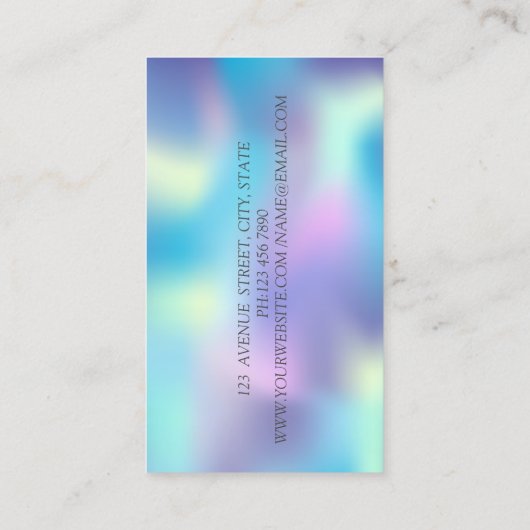 シルバーグリッター《写真》ぼけ味、ギター、ブルーホログラフィック 名刺 (裏面)