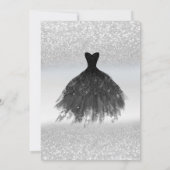 シルバーグリッター《写真》ぼけ味、ブラックドレスブライダルシャワー 招待状 (裏面)