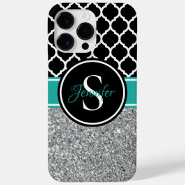 シルバーグリッター 黒と白のトレリス モノグラム Case-Mate iPhone 14 PRO MAXケース