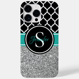 シルバーグリッター 黒と白のトレリス モノグラム Case-Mate iPhone 14 PRO MAXケース