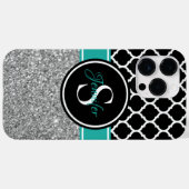 シルバーグリッター 黒と白のトレリス モノグラム Case-Mate iPhoneケース (裏面 (横))